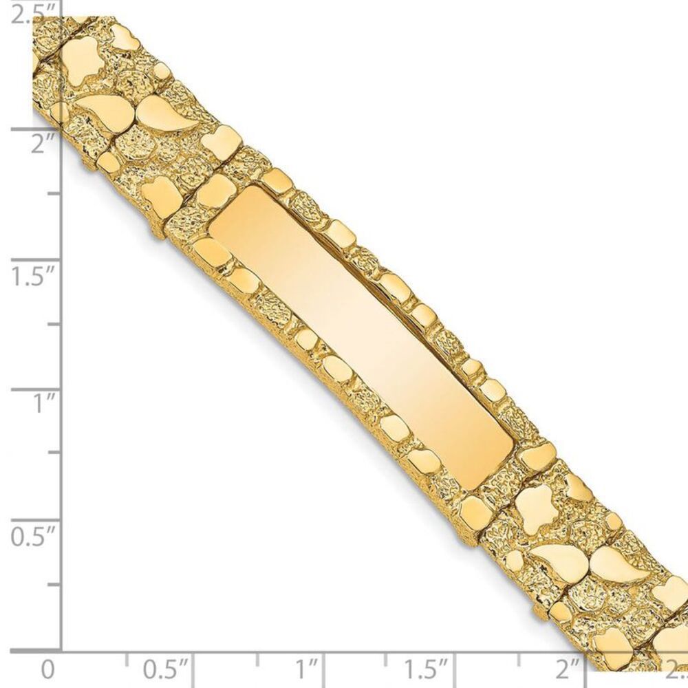 Men's 14k Yellow Gold 12mm Nugget I.D. Bracelet - 8 Inch - Picture 3 of 5